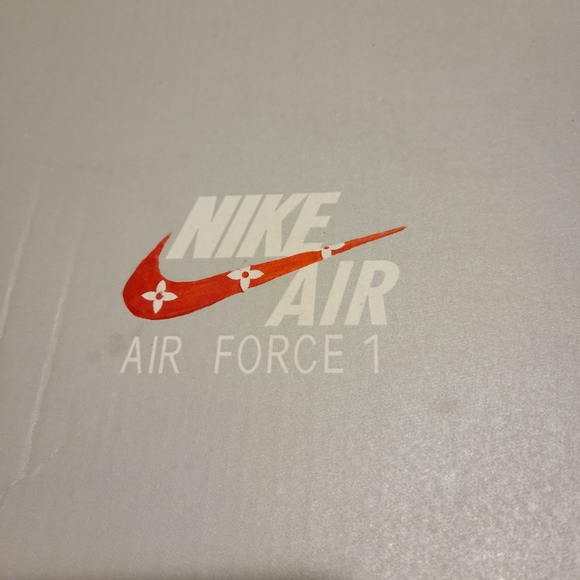 Customized LV -Nike- Air force 1's...Size 10.5 mens...Red/White - Picture 10 of 14